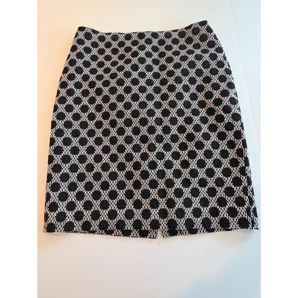 Ann Taylor Factory Black White Polka Dot Geometric Pencil Skirt Womens 12 Office